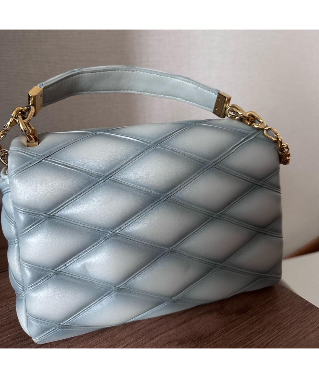 LOUIS VUITTON Голубая кожаная сумка с короткими ручками, фото 3