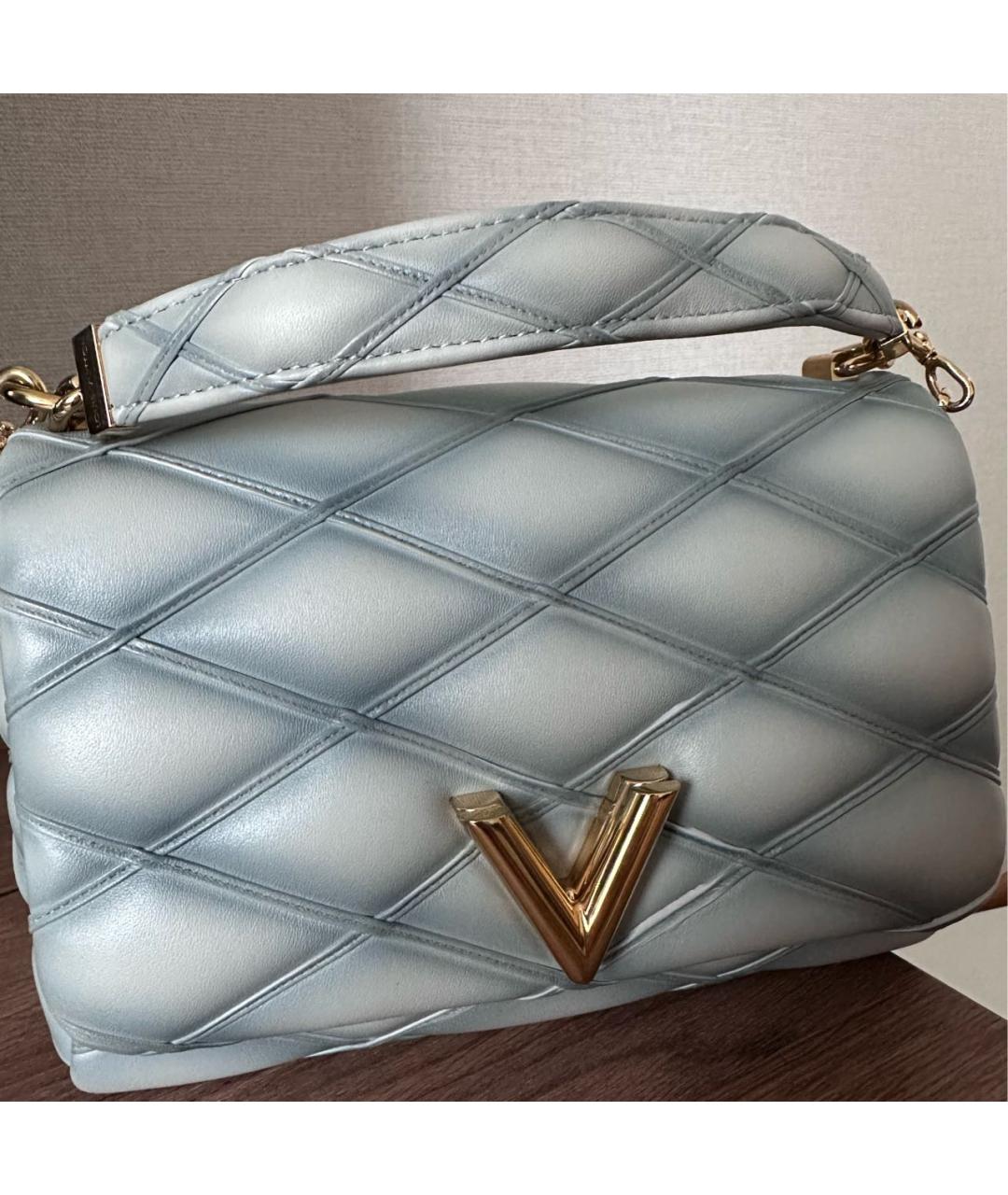 LOUIS VUITTON Голубая кожаная сумка с короткими ручками, фото 5