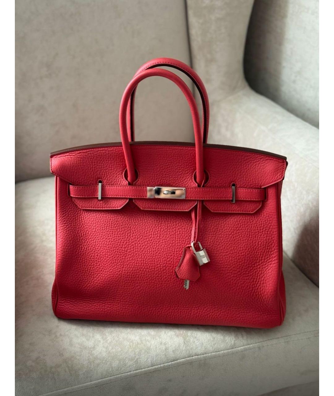 HERMES Красная кожаная сумка с короткими ручками, фото 9