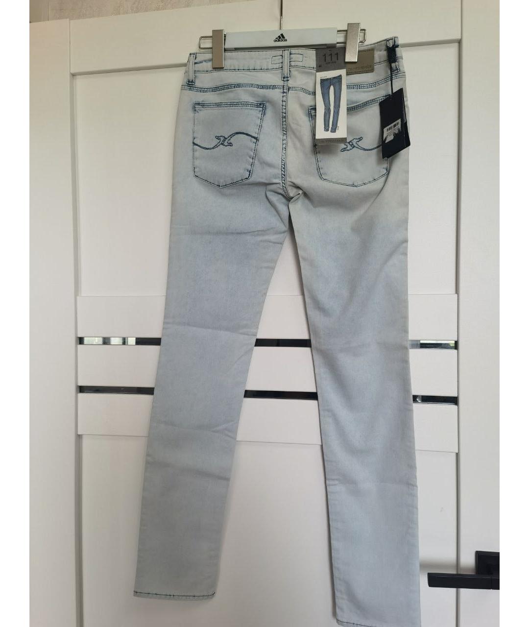 TRUSSARDI Голубые хлопковые прямые джинсы, фото 2