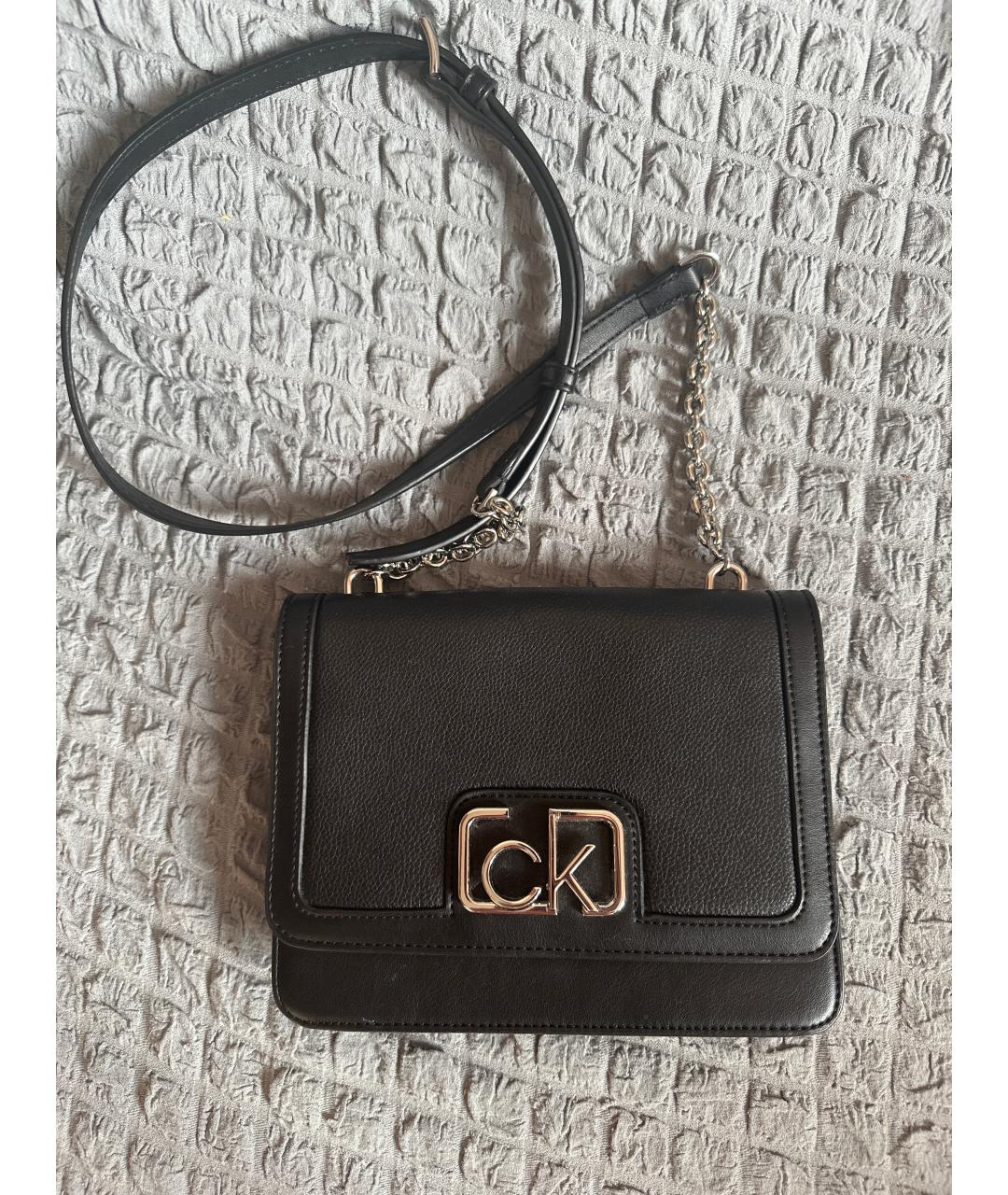 CALVIN KLEIN Черная сумка через плечо из искусственной кожи, фото 3