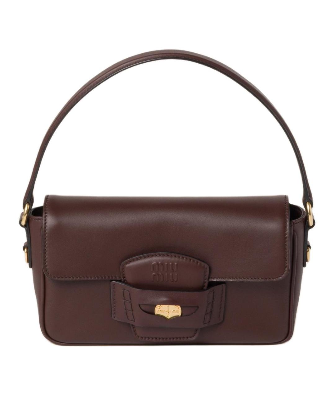 MIU MIU Коричневая кожаная сумка с короткими ручками, фото 1