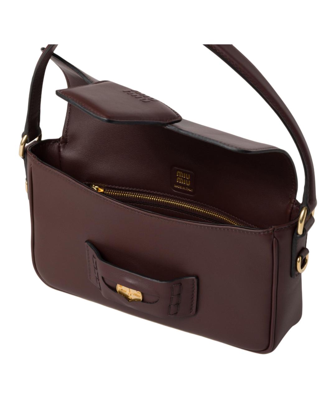MIU MIU Коричневая кожаная сумка с короткими ручками, фото 4