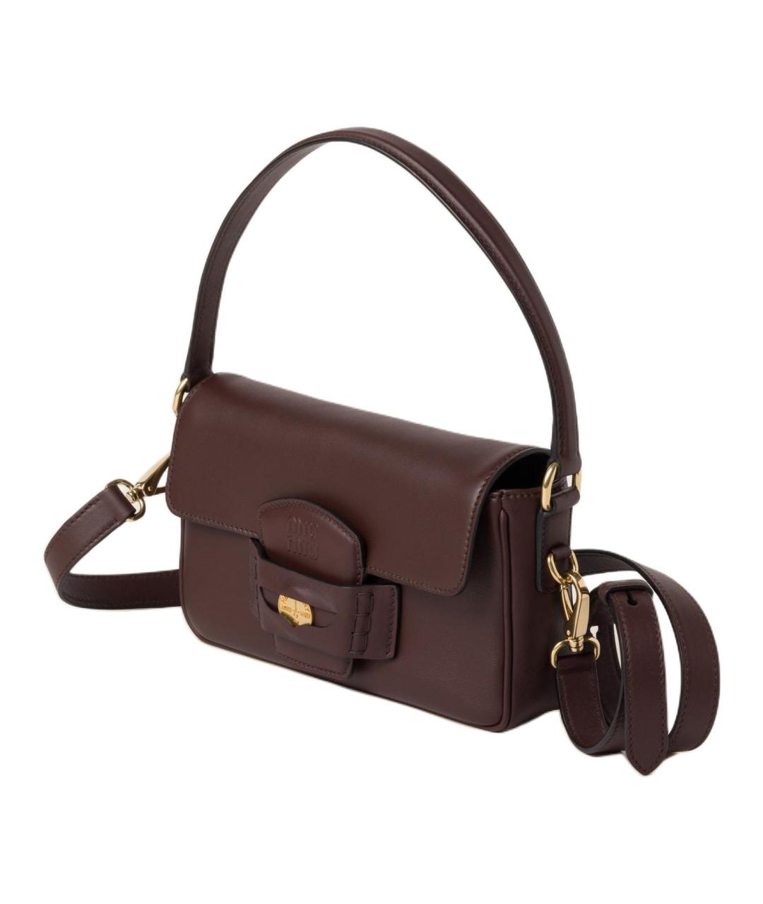 MIU MIU Коричневая кожаная сумка с короткими ручками, фото 2