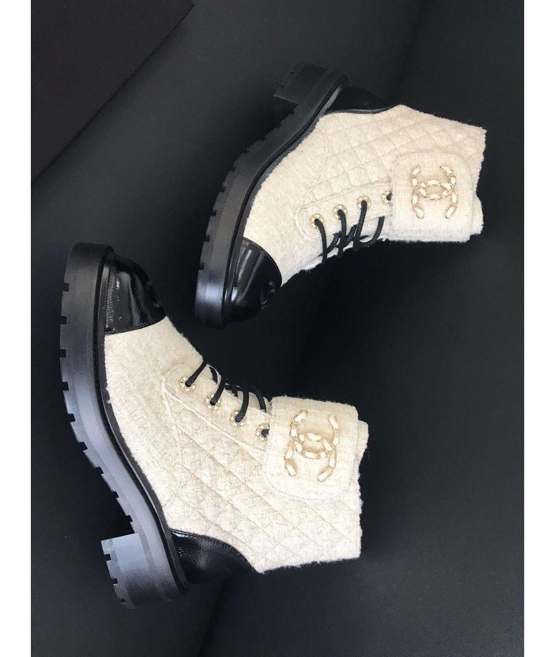CHANEL Белые кожаные ботинки, фото 6