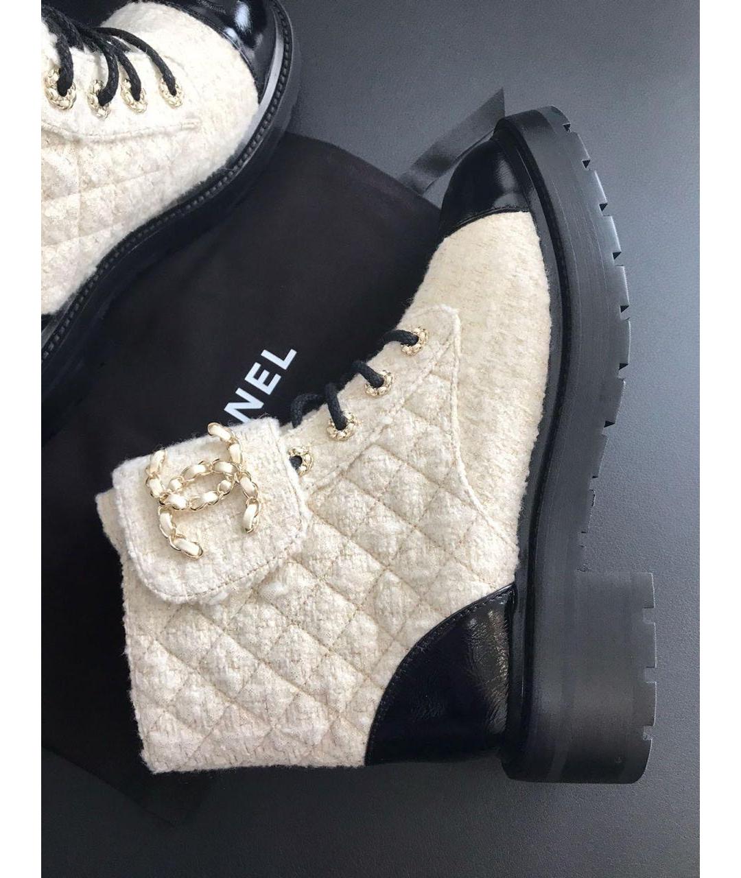 CHANEL Белые кожаные ботинки, фото 7