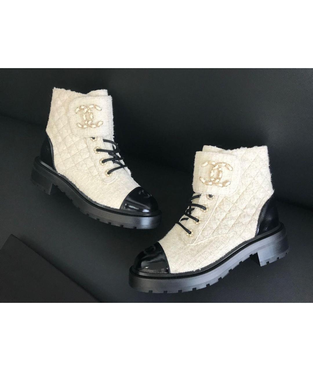 CHANEL Белые кожаные ботинки, фото 2