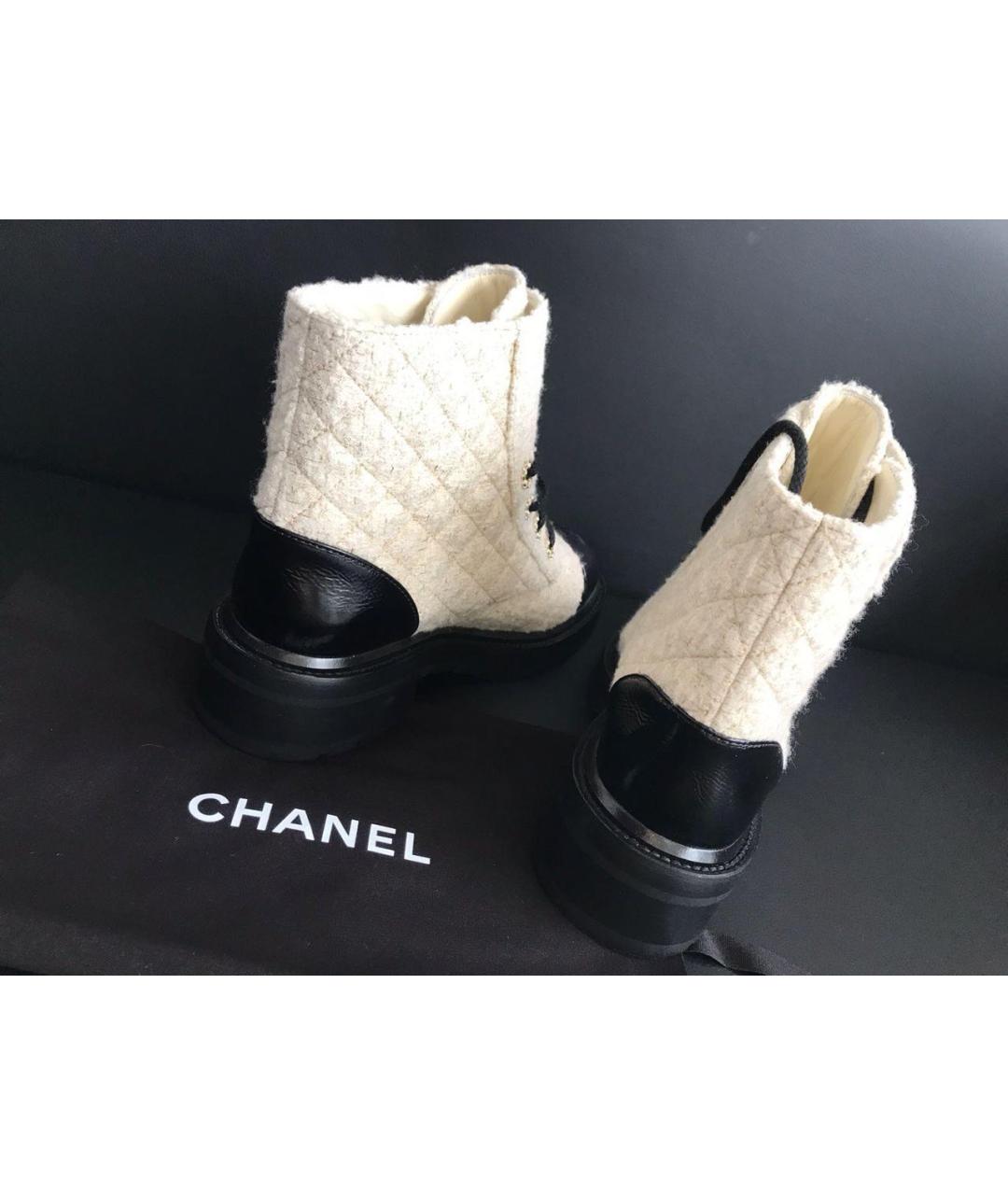 CHANEL Белые кожаные ботинки, фото 4