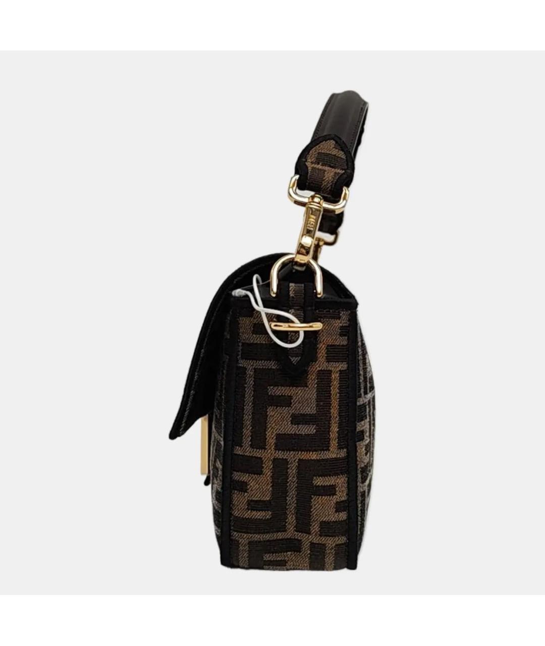 FENDI Коричневая тканевая сумка с короткими ручками, фото 2