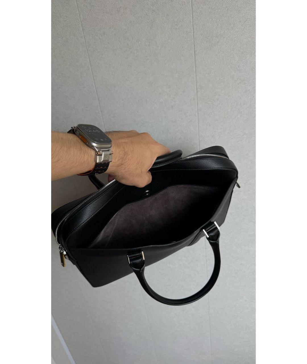 HUGO BOSS Черный кожаный портфель, фото 5