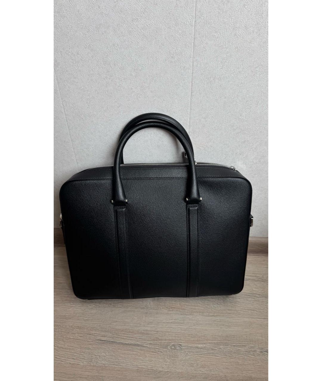 HUGO BOSS Черный кожаный портфель, фото 3
