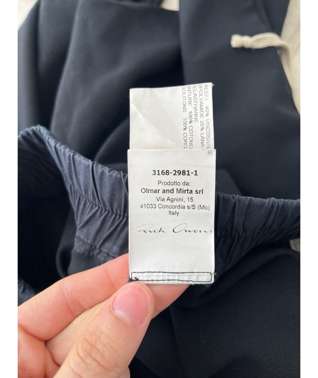 RICK OWENS Черные вискозные повседневные брюки, фото 7