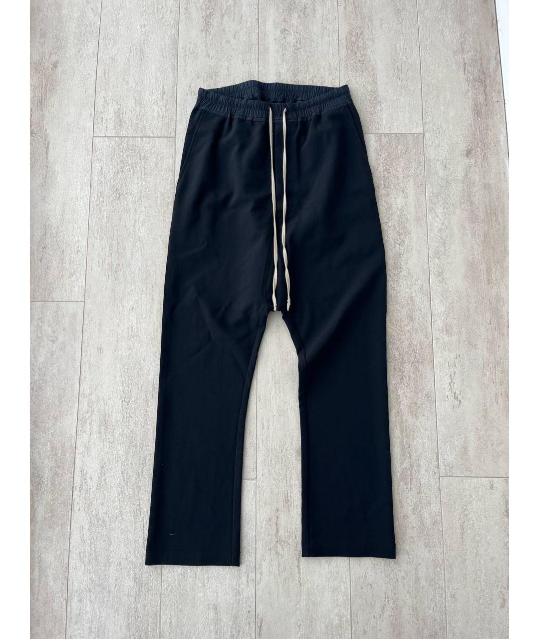 RICK OWENS Черные вискозные повседневные брюки, фото 9