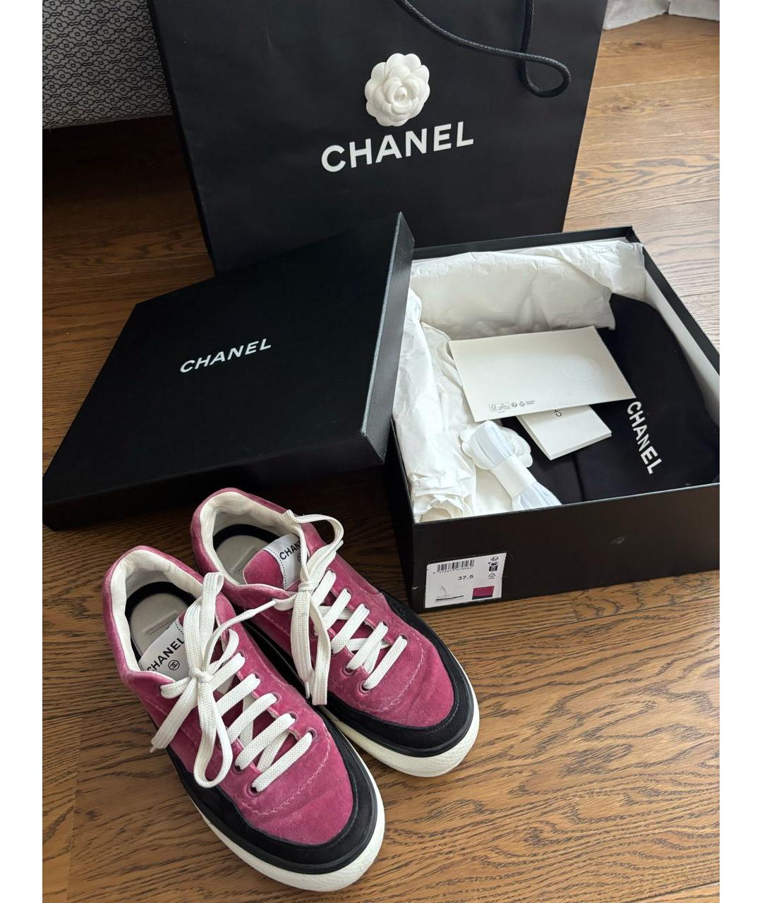 CHANEL Розовые замшевые кеды, фото 5