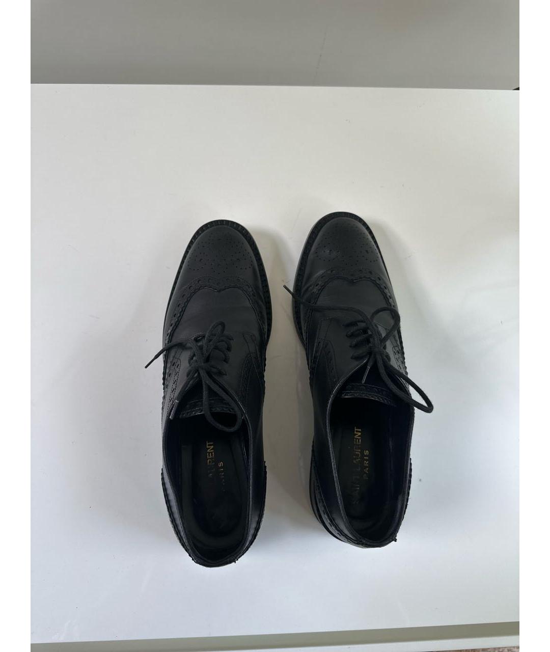 SAINT LAURENT Черные кожаные брогги и оксфорды, фото 3