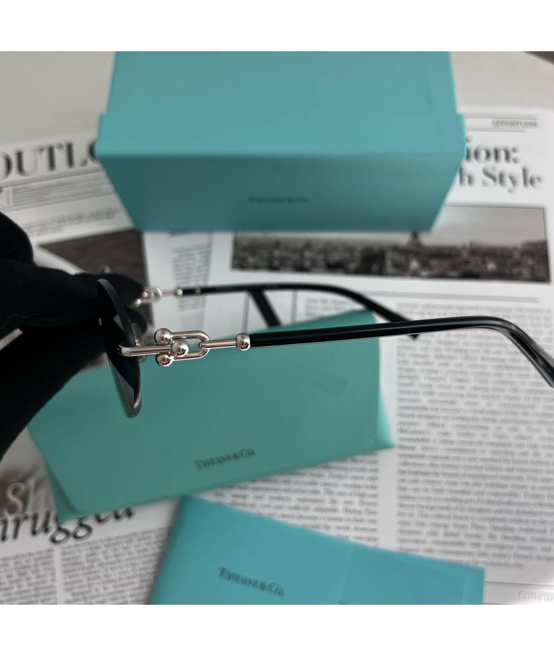 TIFFANY&CO Темно-синие пластиковые солнцезащитные очки, фото 4