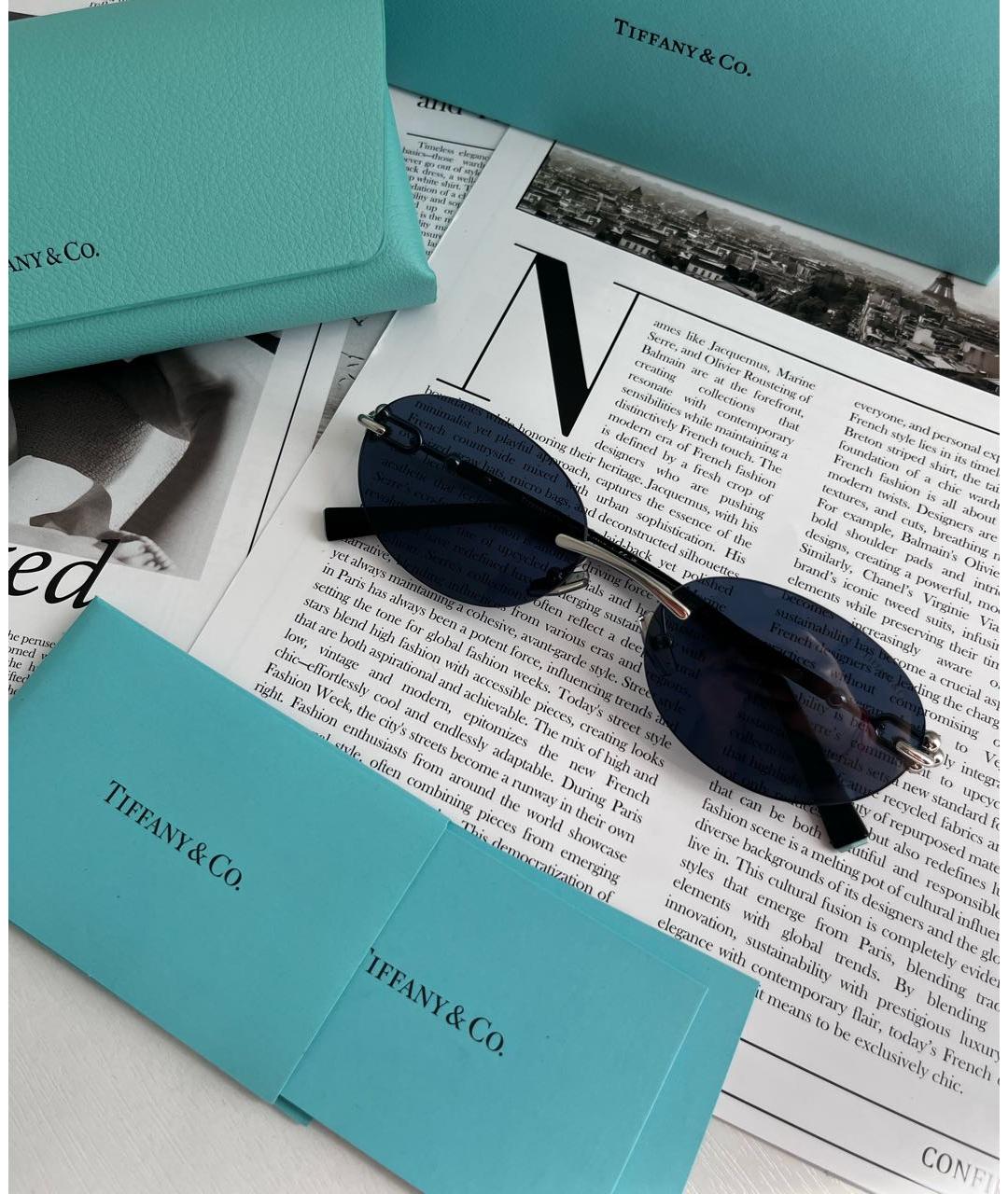 TIFFANY&CO Темно-синие пластиковые солнцезащитные очки, фото 2