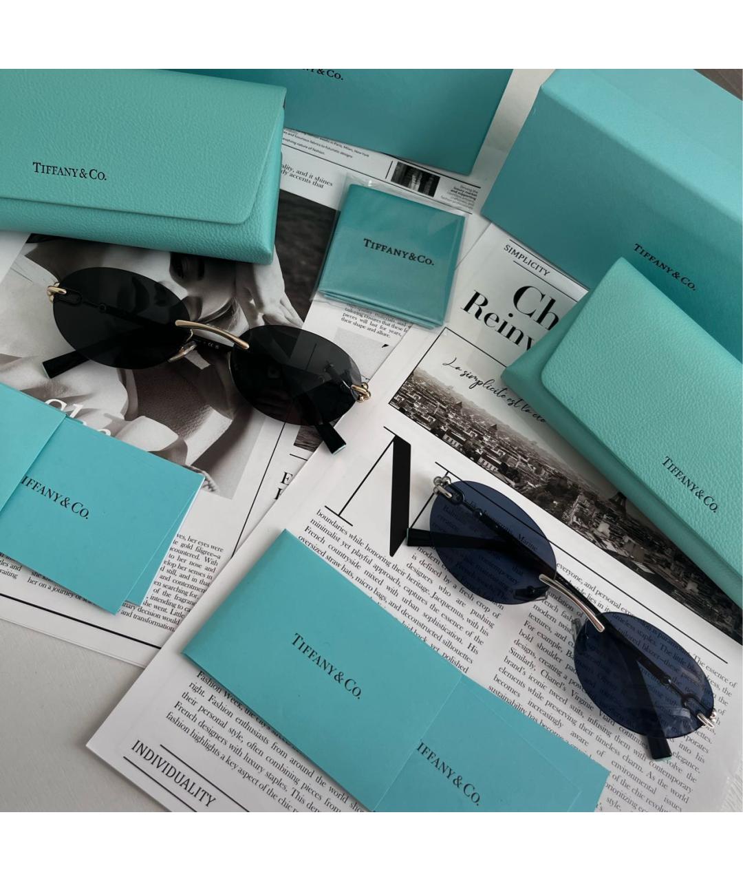 TIFFANY&CO Темно-синие пластиковые солнцезащитные очки, фото 7