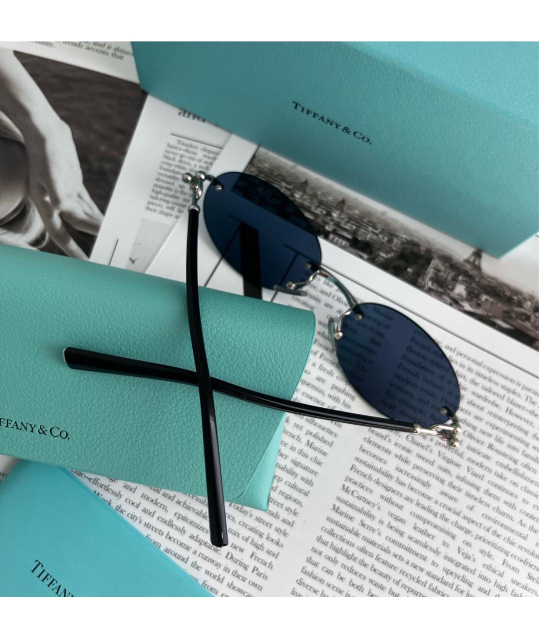 TIFFANY&CO Темно-синие пластиковые солнцезащитные очки, фото 5