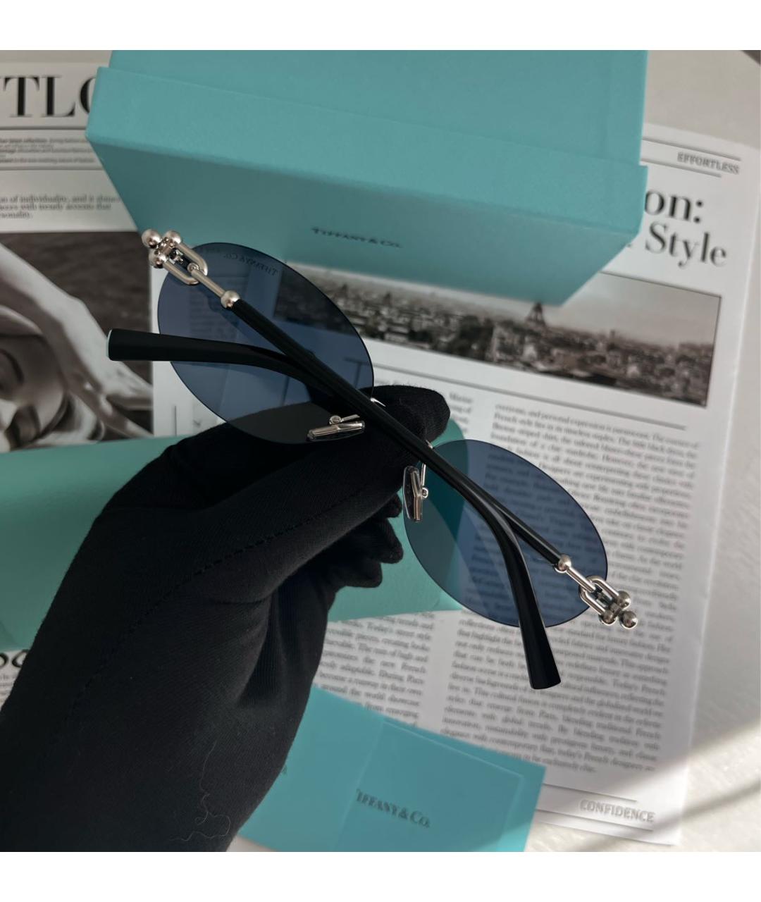 TIFFANY&CO Темно-синие пластиковые солнцезащитные очки, фото 3