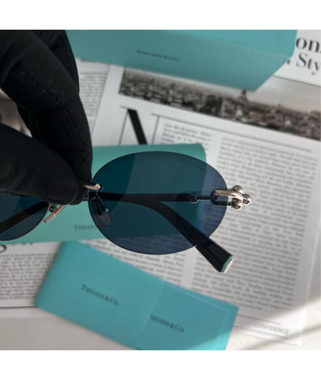 TIFFANY&CO Темно-синие пластиковые солнцезащитные очки, фото 6