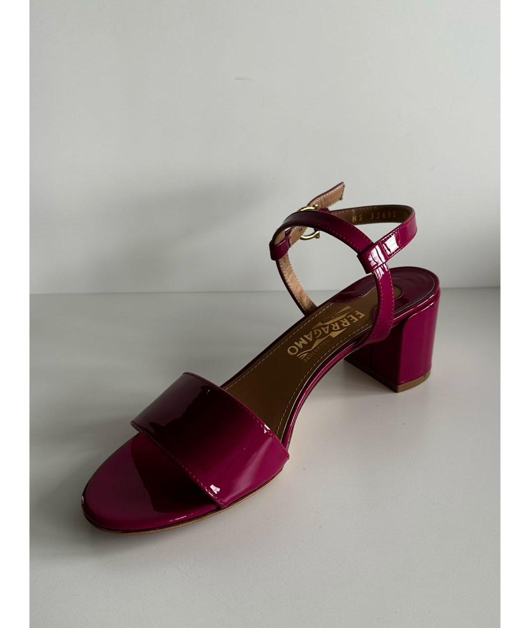 FERRAGAMO Фиолетовые босоножки из лакированной кожи, фото 3