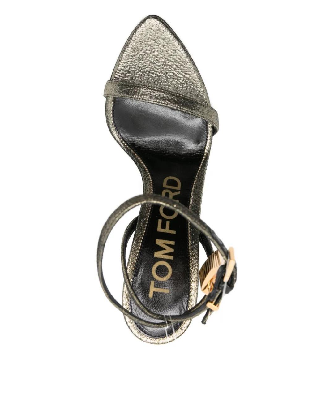 TOM FORD Золотые кожаные босоножки, фото 4