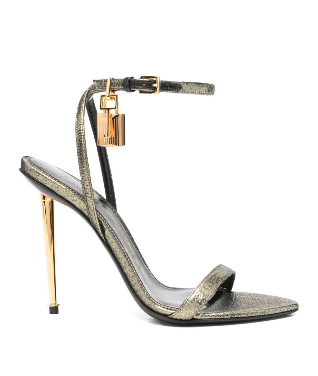 TOM FORD Золотые кожаные босоножки, фото 1