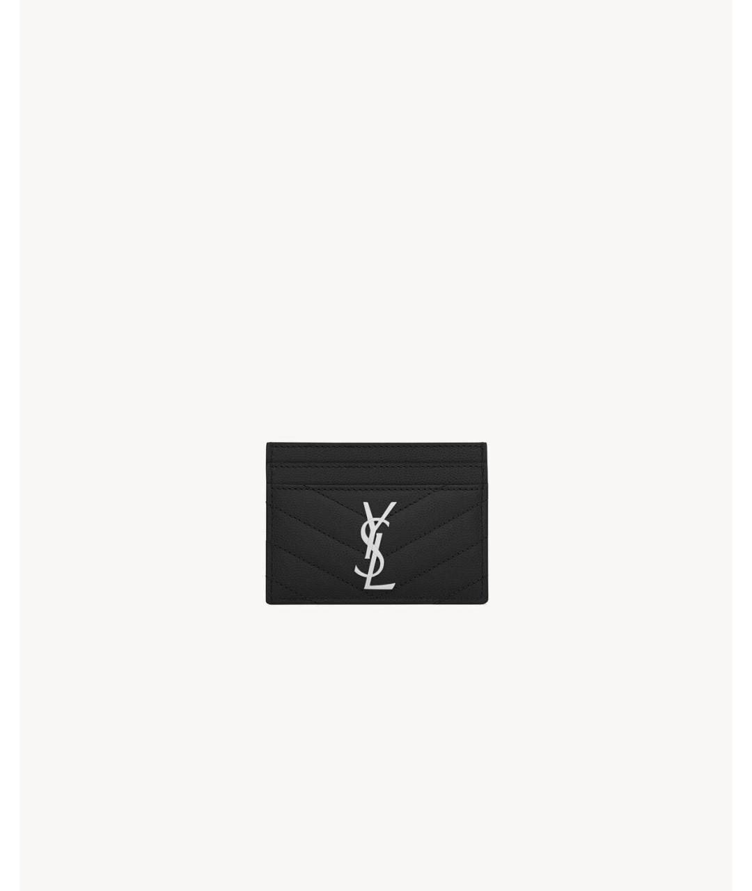 SAINT LAURENT Черный кожаный кардхолдер, фото 3