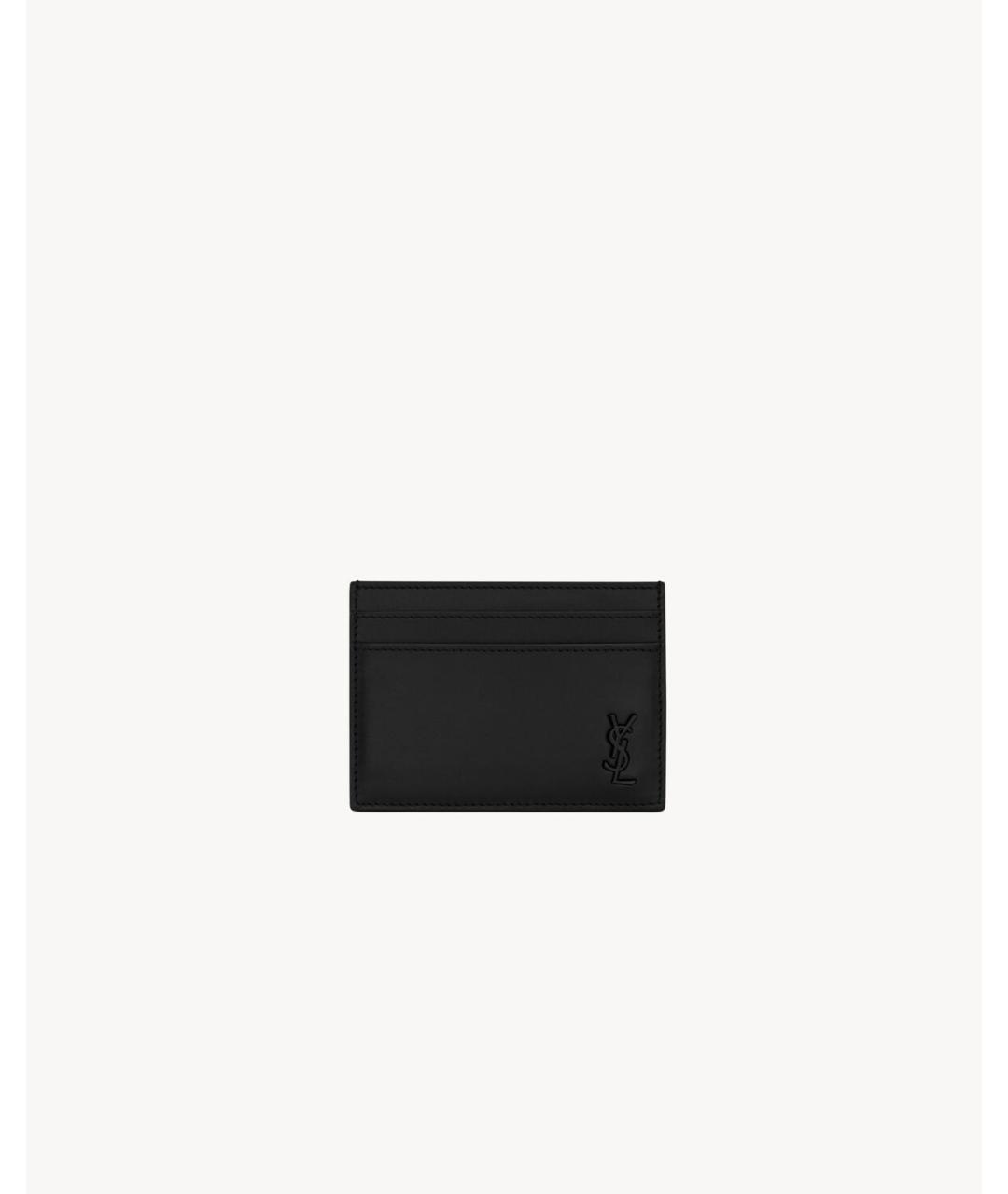 SAINT LAURENT Черный кожаный кардхолдер, фото 3