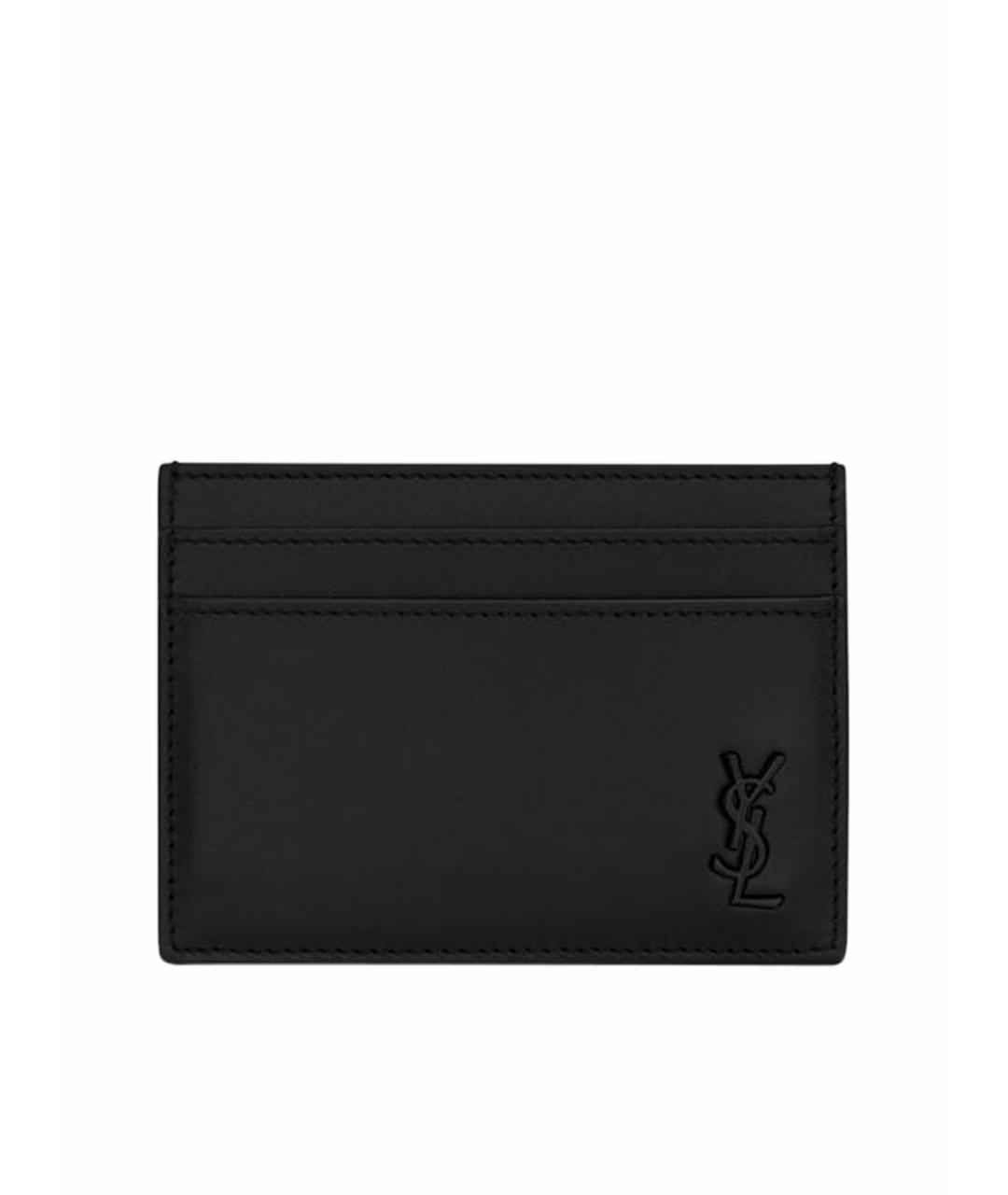 SAINT LAURENT Черный кожаный кардхолдер, фото 1
