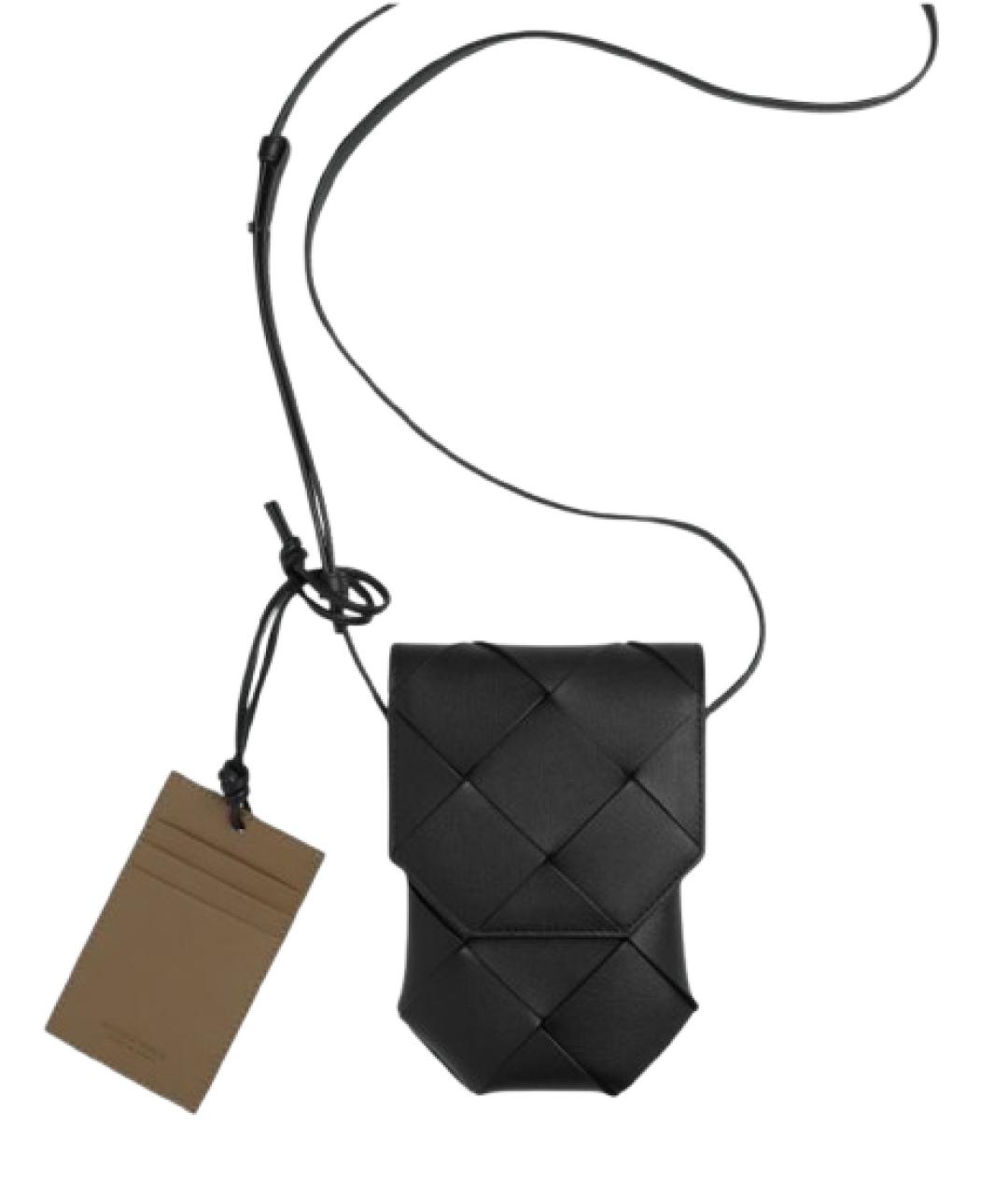 BOTTEGA VENETA Черная кожаная сумка на плечо, фото 1