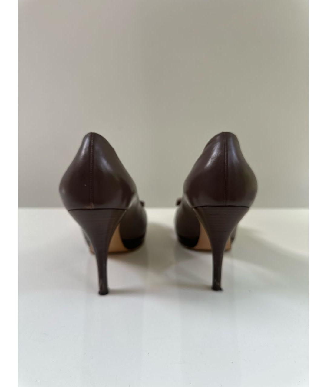 FERRAGAMO Коричневые кожаные туфли, фото 4