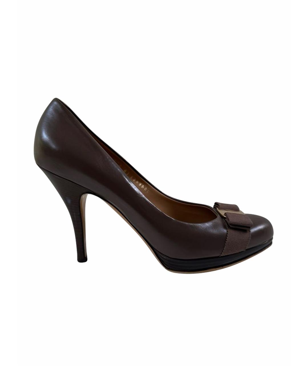 FERRAGAMO Коричневые кожаные туфли, фото 1