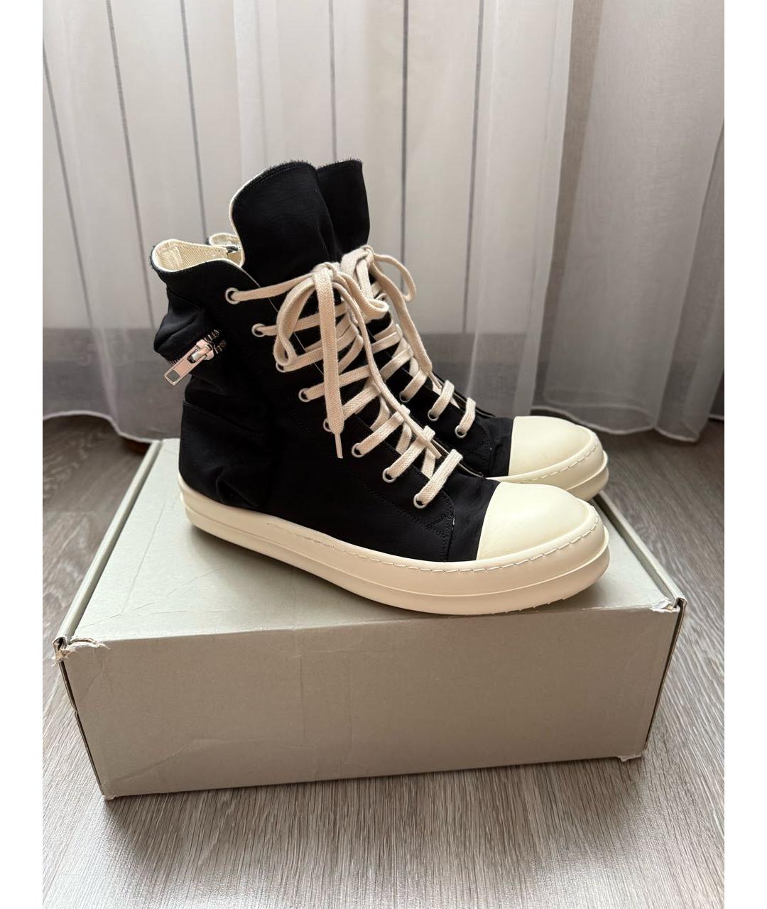 RICK OWENS DRKSHDW Черные текстильные высокие кроссовки / кеды, фото 4