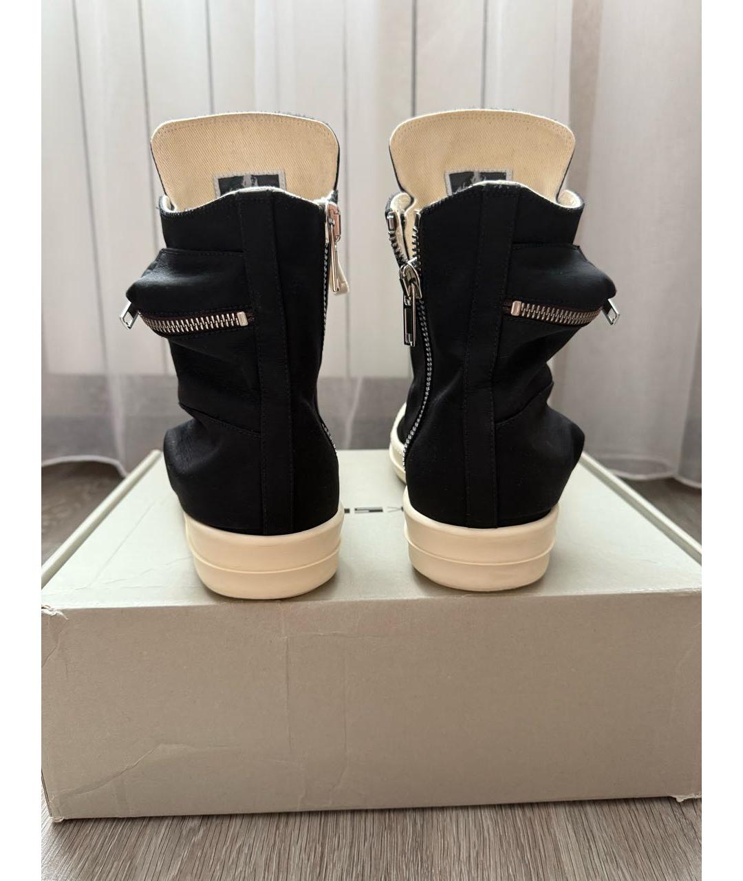 RICK OWENS DRKSHDW Черные текстильные высокие кроссовки / кеды, фото 5