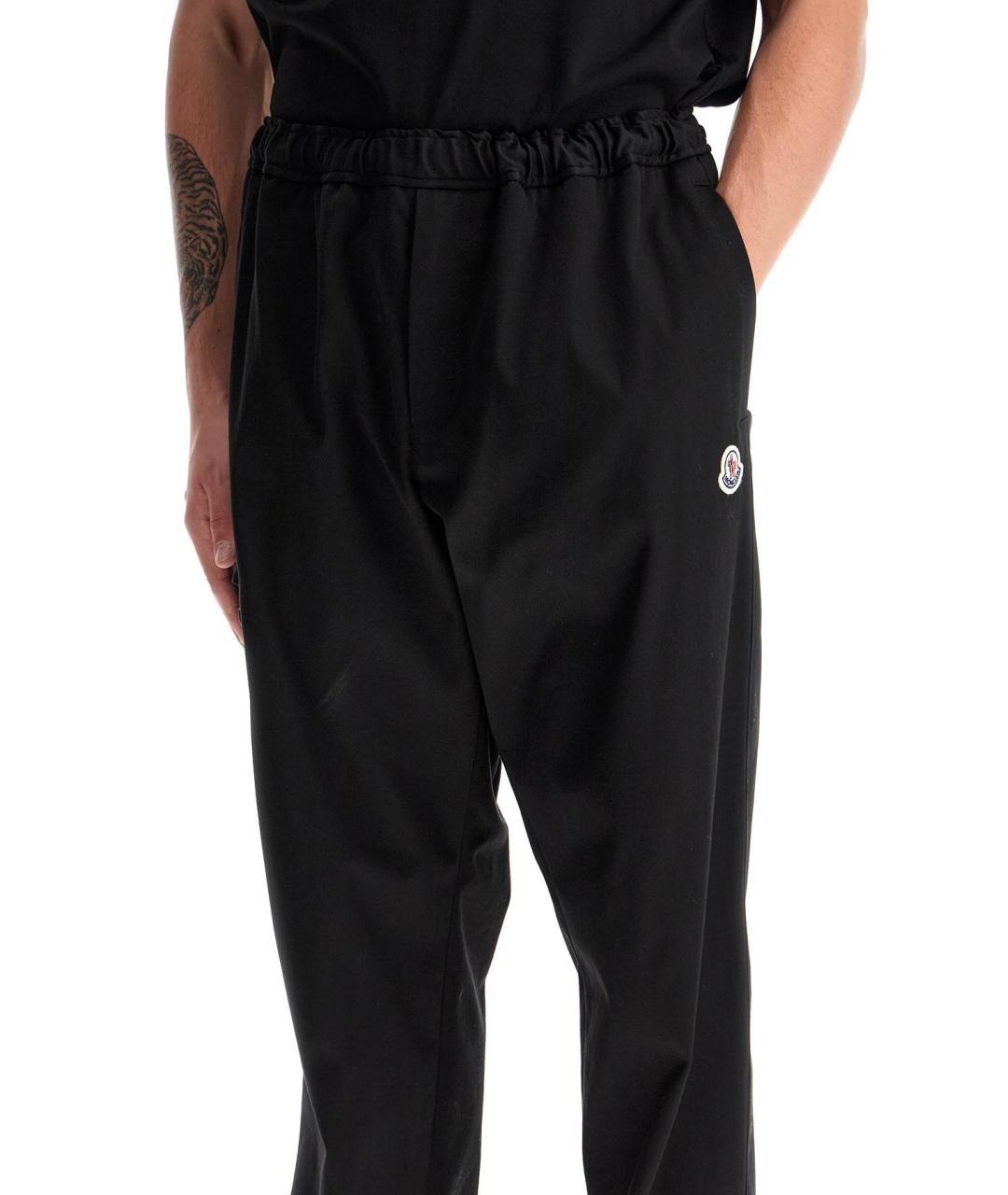 MONCLER Черные хлопковые повседневные брюки, фото 4