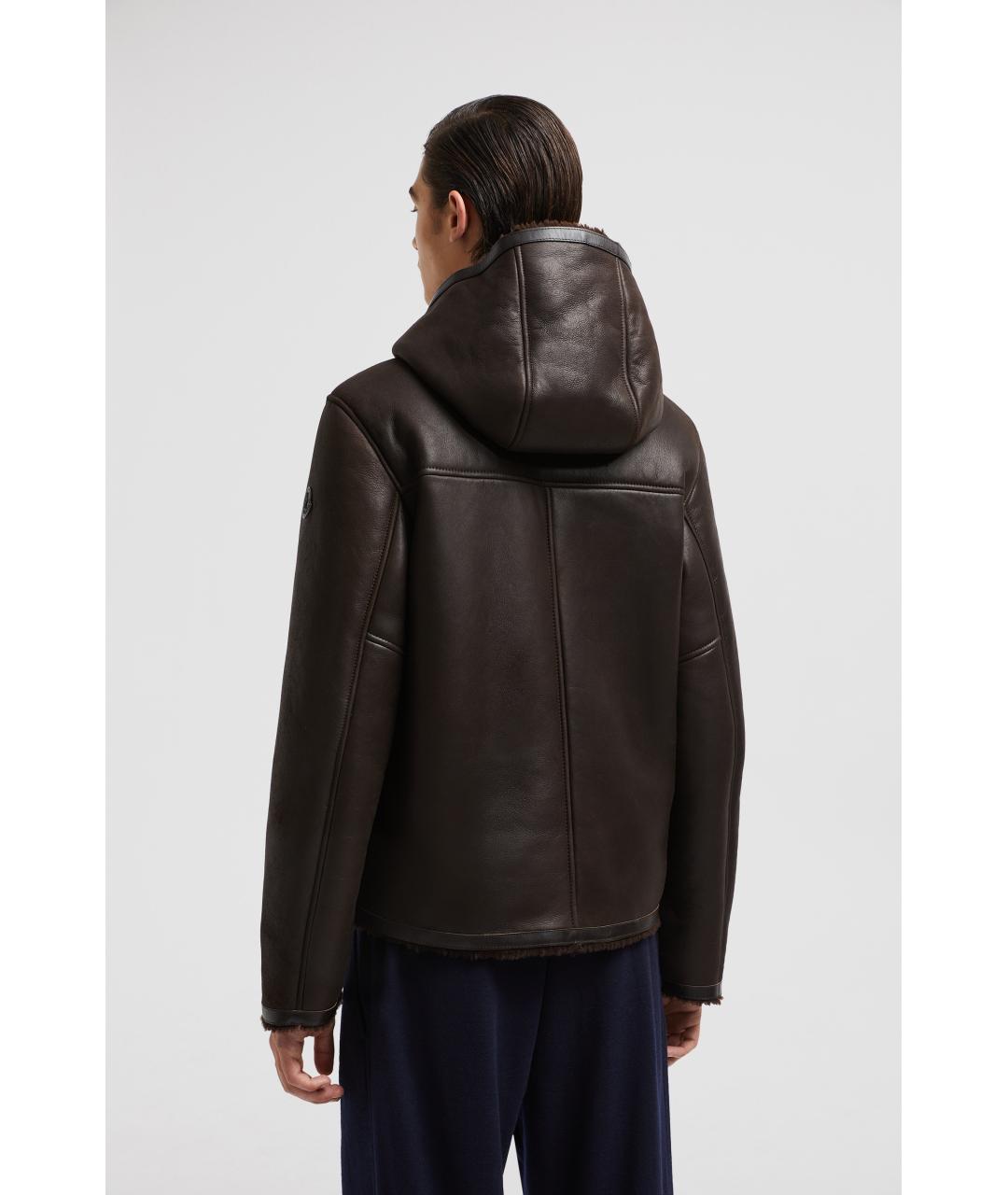 MONCLER Коричневая кожаная куртка, фото 3