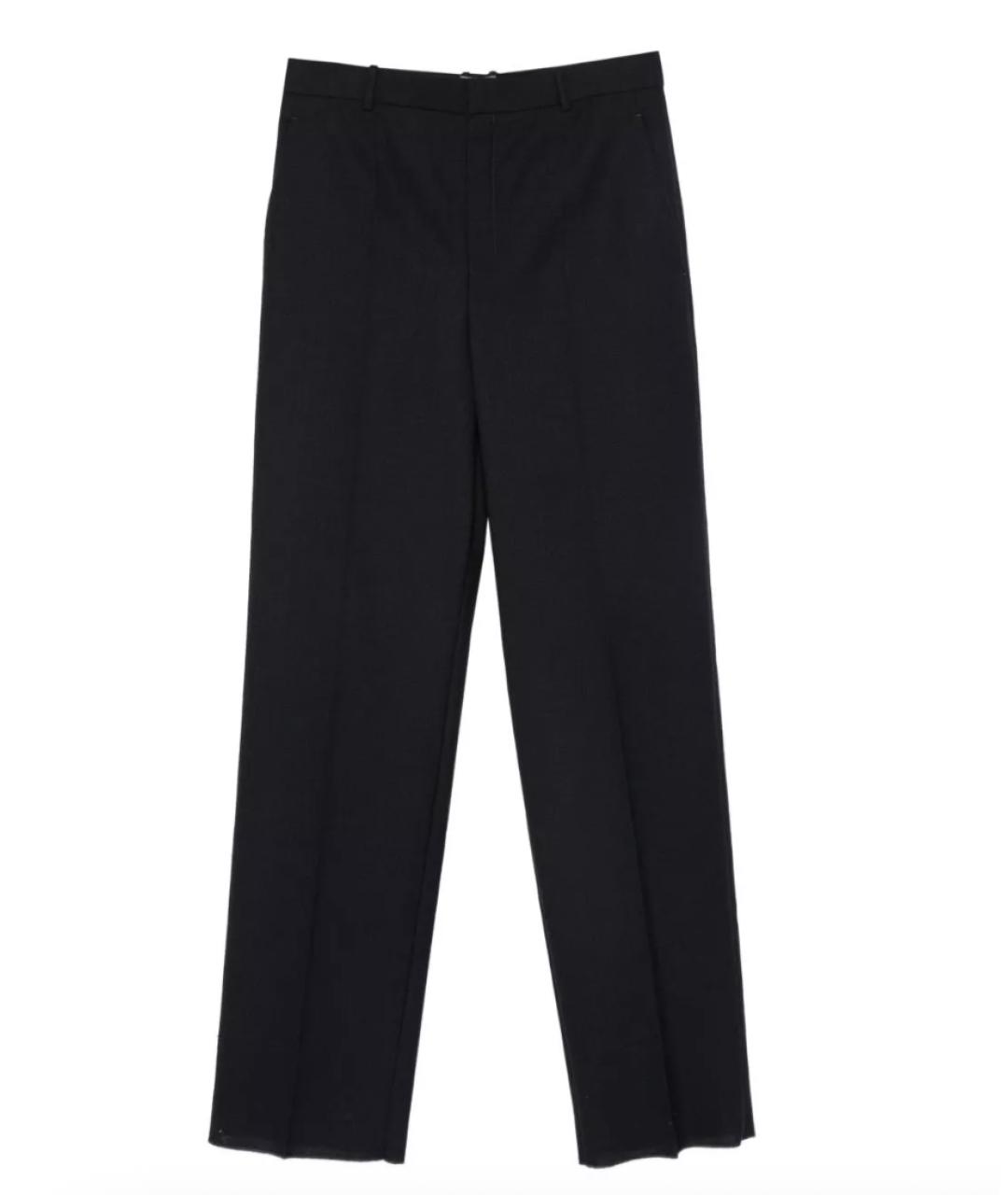 SAINT LAURENT Темно-синие шерстяные повседневные брюки, фото 1