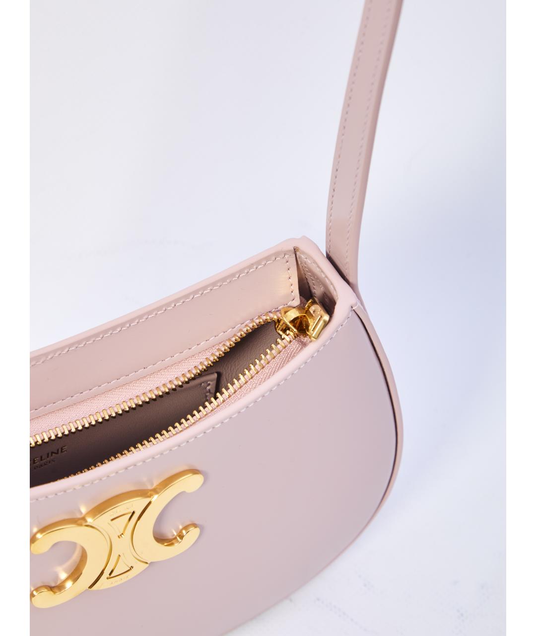 CELINE Розовая кожаная сумка через плечо, фото 4