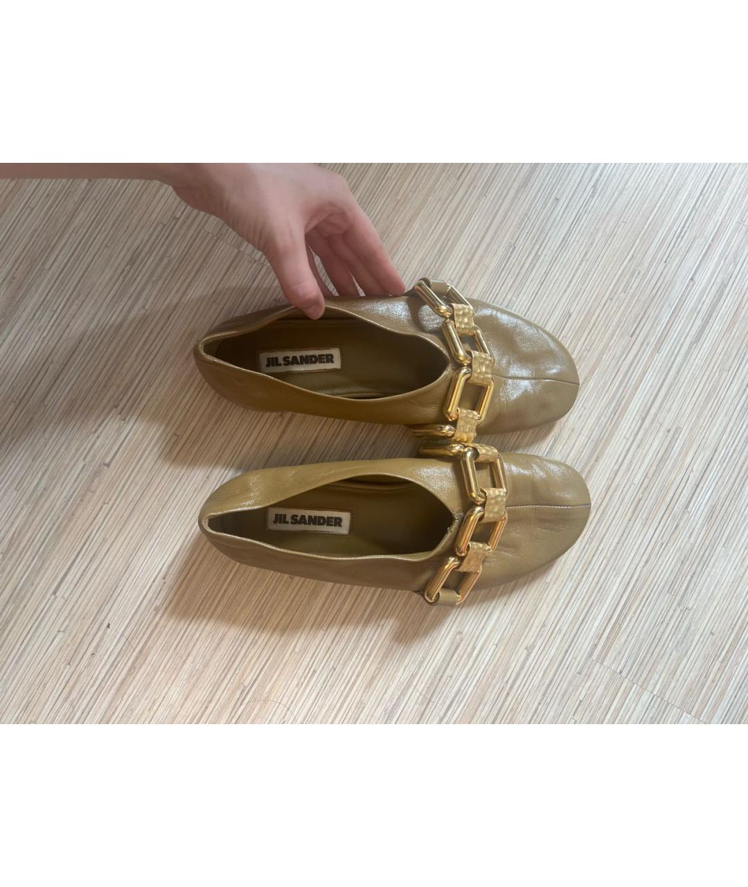 JIL SANDER Коричневые кожаные балетки, фото 3