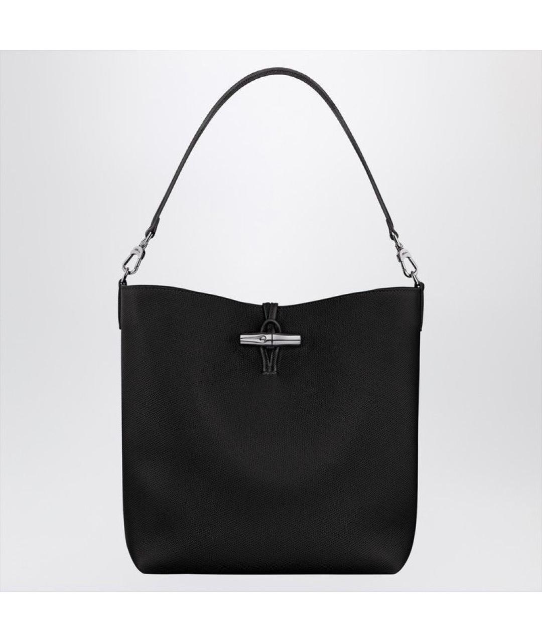 LONGCHAMP Черная кожаная сумка через плечо, фото 3