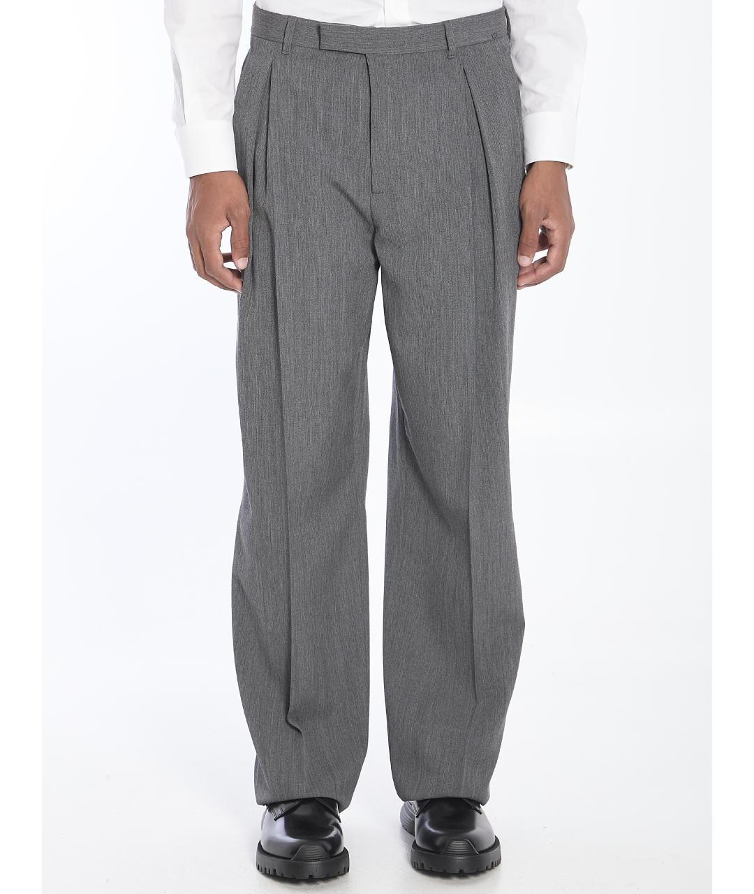 CHRISTIAN DIOR Серые шерстяные повседневные брюки, фото 6