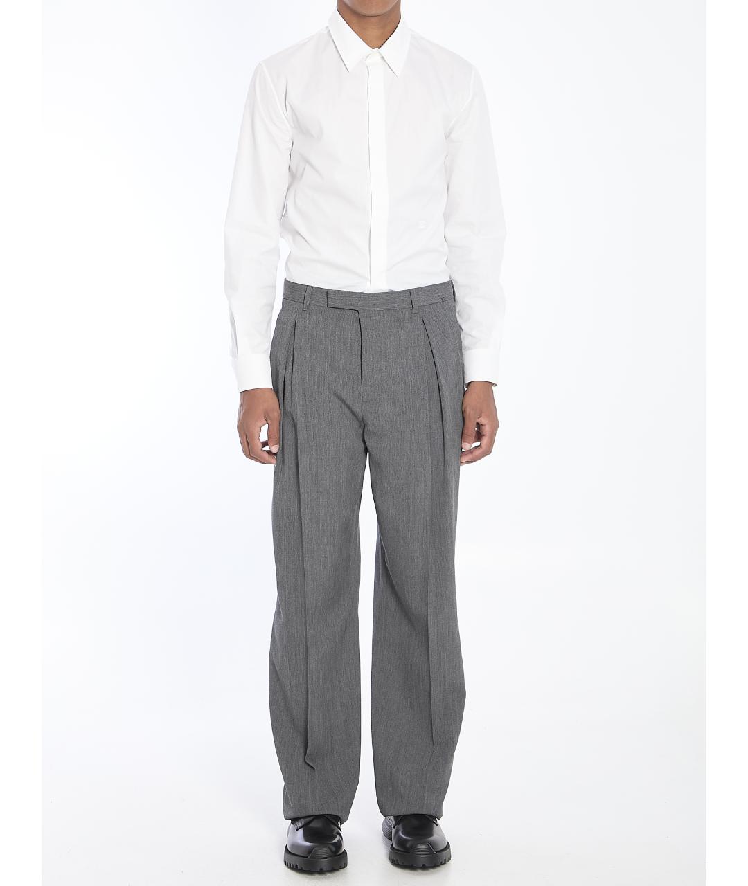 CHRISTIAN DIOR Серые шерстяные повседневные брюки, фото 5