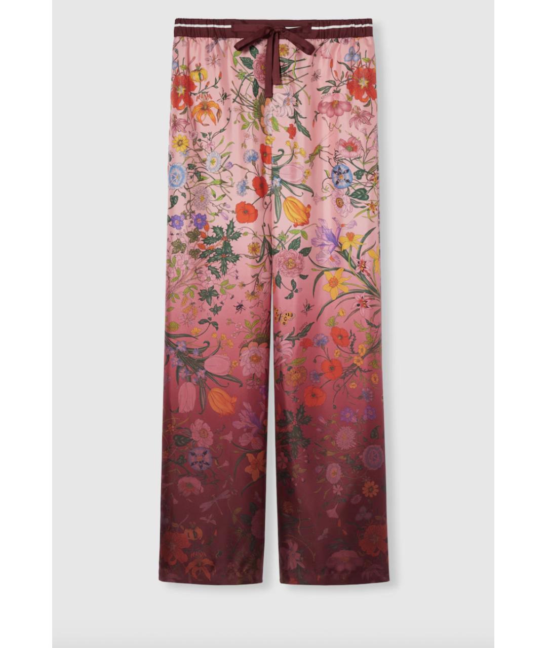 GUCCI Мульти шелковые прямые брюки, фото 6