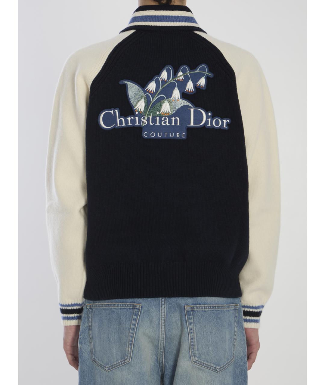 CHRISTIAN DIOR Синий шерстяной кардиган, фото 5