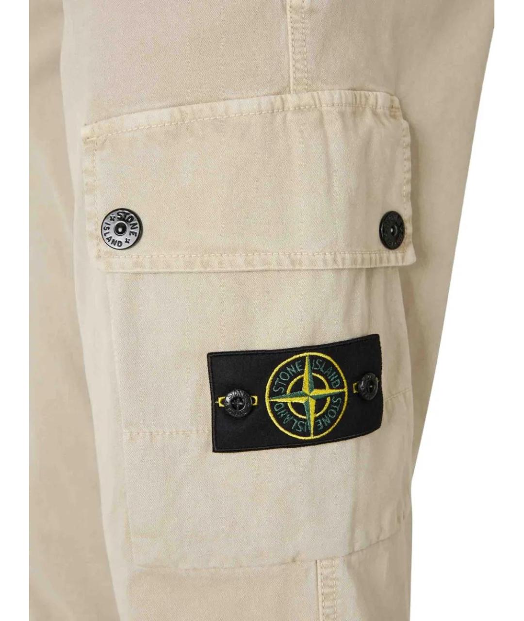 STONE ISLAND Бежевые хлопковые повседневные брюки, фото 4