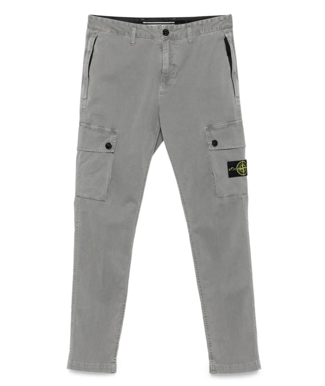 STONE ISLAND Серые хлопковые повседневные брюки, фото 1