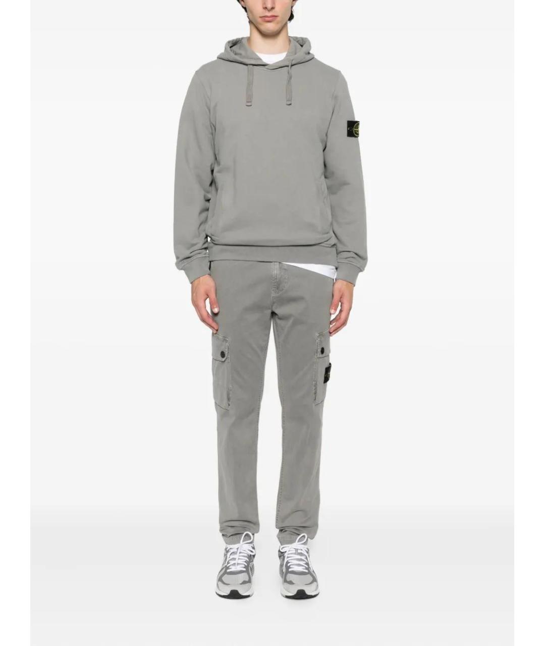 STONE ISLAND Серые хлопковые повседневные брюки, фото 2