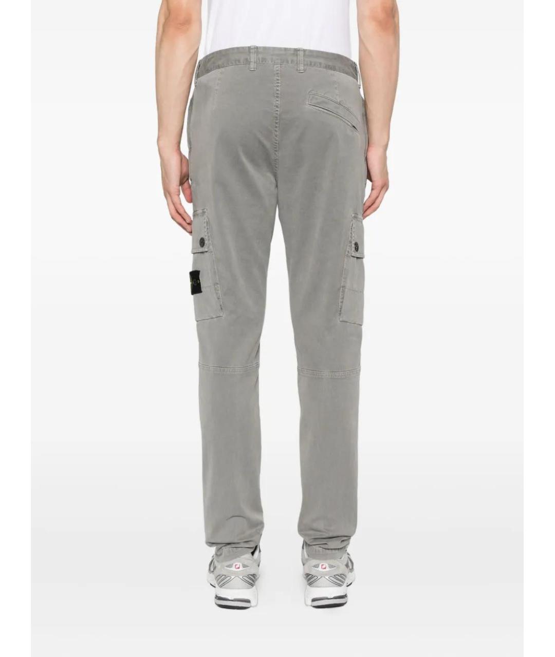 STONE ISLAND Серые хлопковые повседневные брюки, фото 4